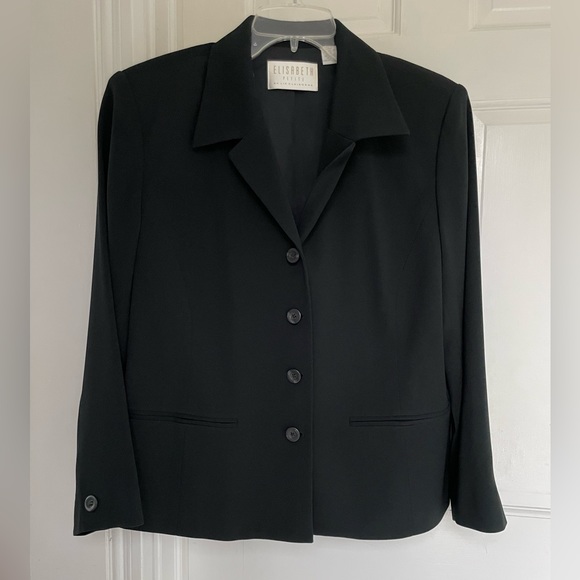 Classic black blazer by Liz Clairborne size 14P tailored shape button front - Picture 2 of 8